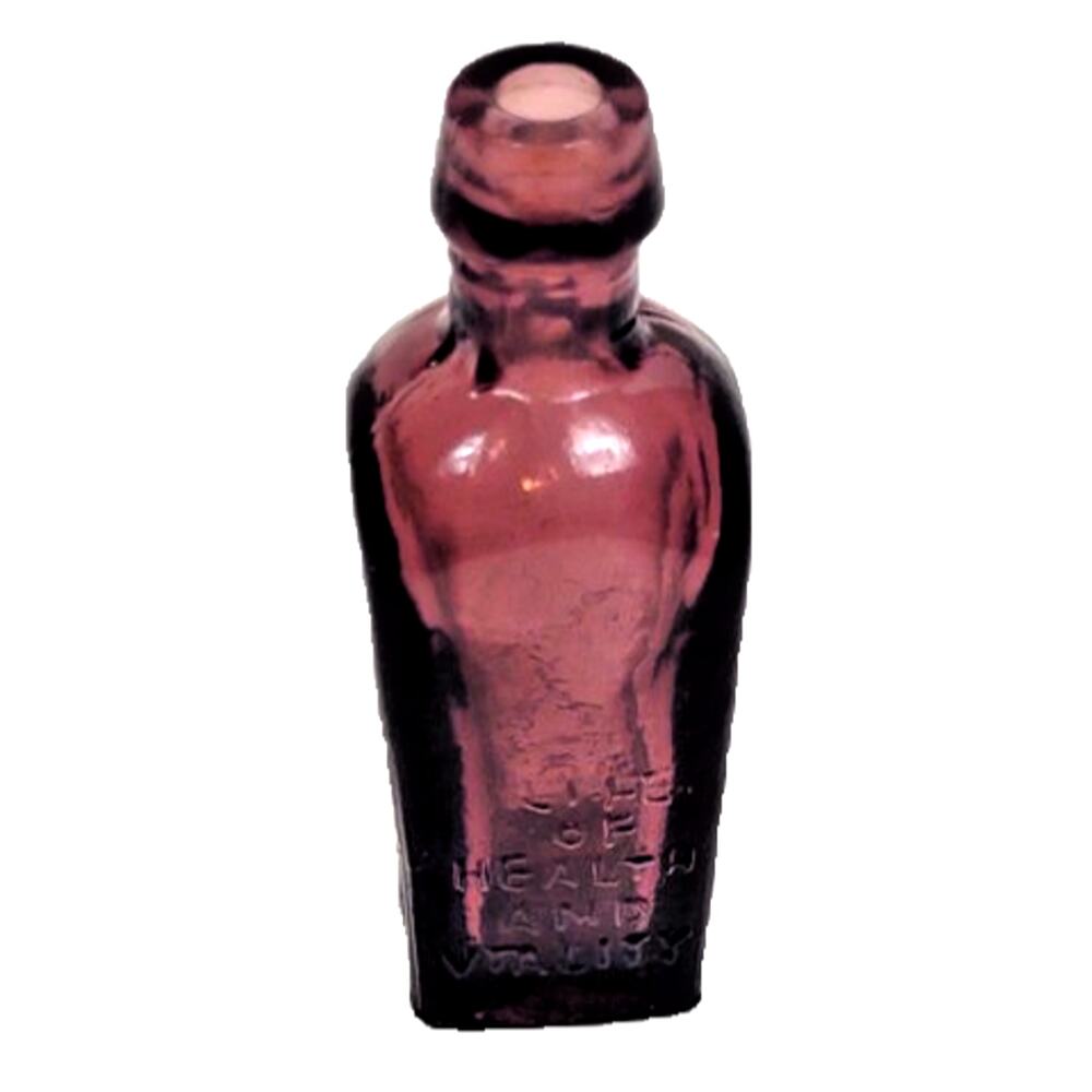 VTG Amethyst Purple Wheaton Glass Straubmuller's Elixir Bottle Tree of Life 2"